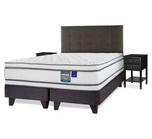 Cama Europea Majesty 2 plazas base dividida respaldo Design grafito + 2 Veladores