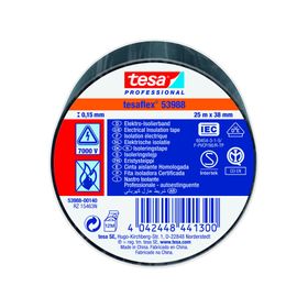Cinta aislante Electrical insulating tape 25 m 38 mm negro