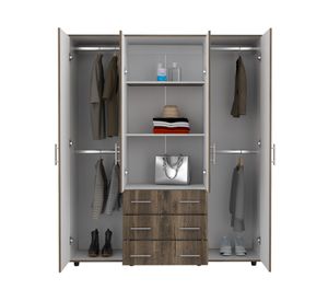 Clóset 4 puertas 3 cajones Fontan 179x150x49.3 cm bellota/blanco
