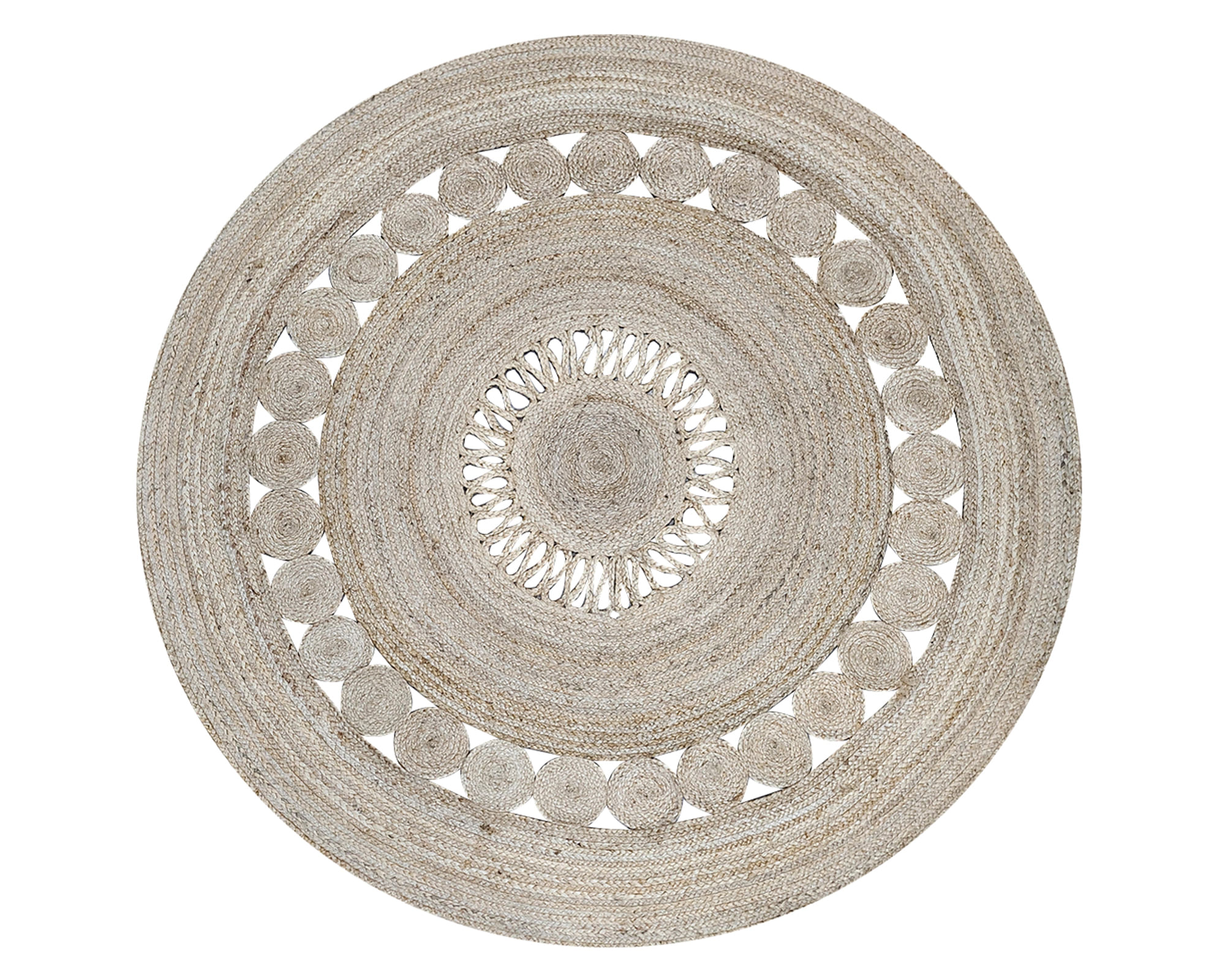 Idetex Alfombra redonda Braided yute natural 200 cm