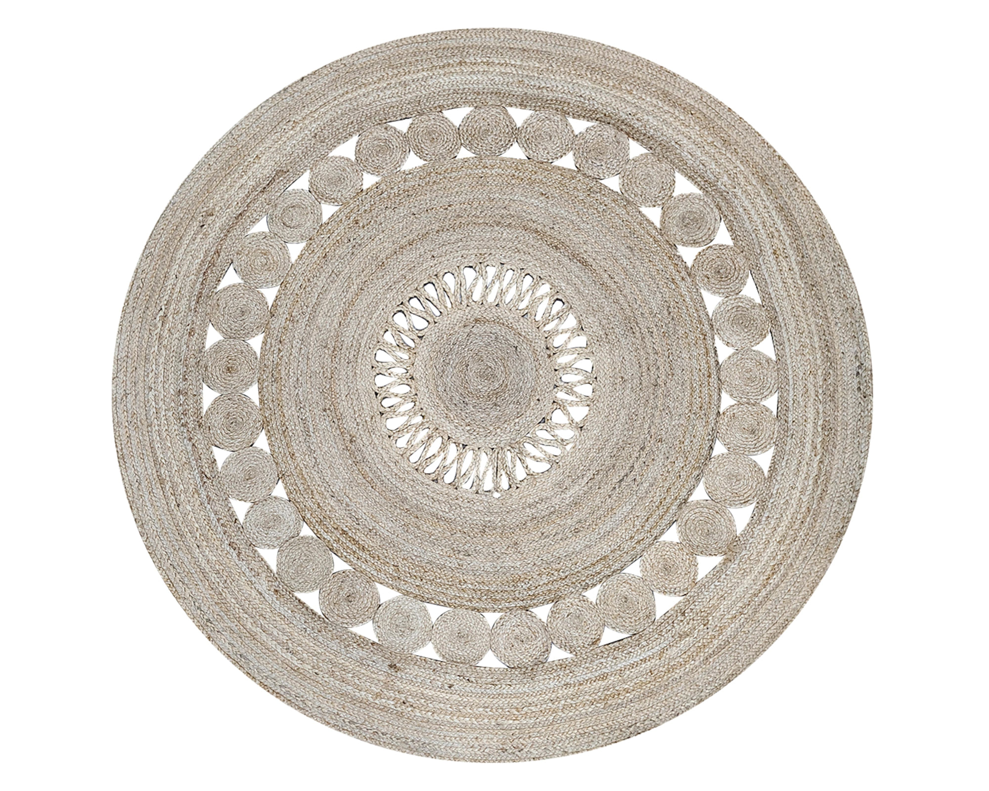 Idetex Alfombra redonda Braided yute natural 150 cm