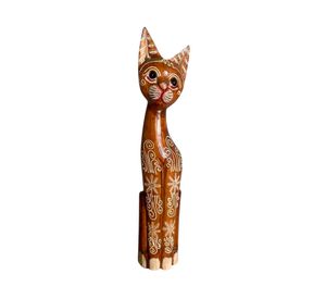 Adorno Gato artesanal 60 cm madera