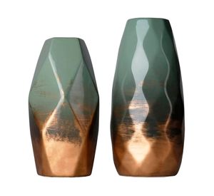 Jarrón cerámica dorado verde 2 un.