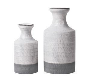 Jarrón Bicolor cerámica blanco/gris 2 un