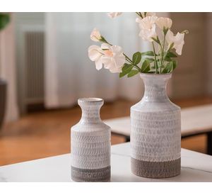 Jarrón Bicolor cerámica blanco/gris 2 un