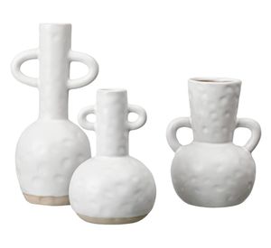 Set Jarrón rústico blanco 3 piezas