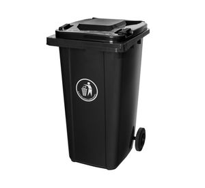 Basurero tapa y ruedas 240 litros industrial gris Cotidiana
