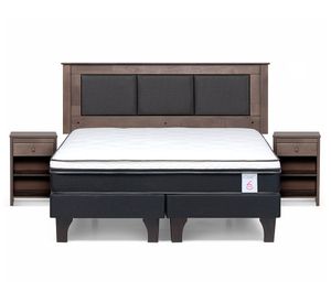 Cama europea King New Style 6 base dividida + set Rachel grafito