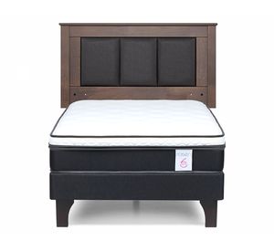 Cama europea 1 Plaza New Style 6 + respaldo Rachel gris