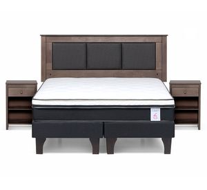 Cama europea 2 plazas New Style 6 base dividida + set Rachel grafito