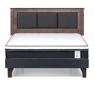Cama europea 2 plazas New Style 6 + respaldo Rachel gris