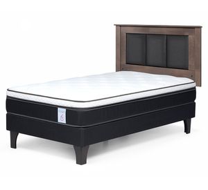 Cama europea 1 Plaza New Style 6 + respaldo Rachel gris