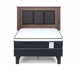 Cama europea 1.5 plazas New Style 6 + respaldo Rachel gris