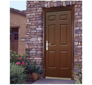 Puerta seguridad acero 6 paneles apertura derecha 86x205 cm