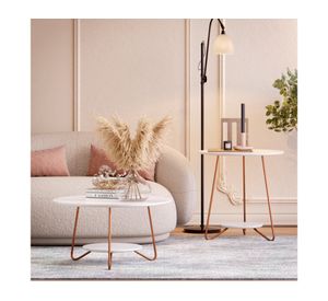 Mesa de centro 2 piezas redonda Liz 52x50 cm blanco