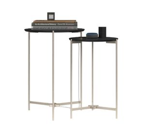 Mesa lateral 2 piezas redonda Prisma 70x51.5 cm preto