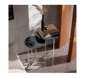 Mesa lateral 2 piezas redonda Prisma 70x51.5 cm preto