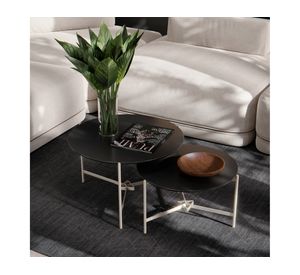 Mesa de centro 2 piezas redonda Prisma 37x61.5 cm preto