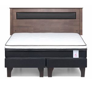 Cama europea 2 plazas New Style 6 base dividida + respaldo Ferrara gris