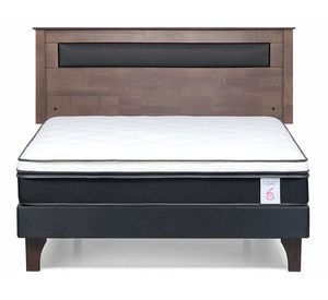 Cama europea 2 plazas New Style 6 + respaldo Ferrara gris