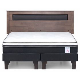 Cama europea King New Style 6 base dividida + respaldo Ferrara gris