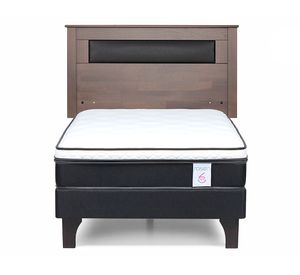 Cama europea 1 Plaza New Style 6 + respaldo Ferrara gris