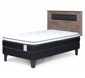 Cama europea 1 Plaza New Style 6 + respaldo Ferrara gris
