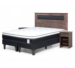 Cama europea 2 plazas New Style 6 base dividida + set Ferrara gris