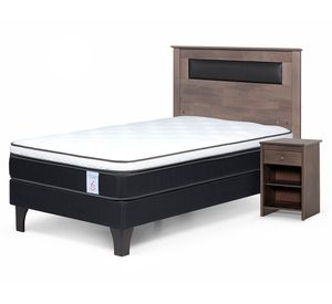 Cama europea 1 Plaza New Style 6 + set Ferrara gris