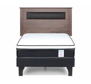 Cama europea 1.5 plazas New Style 6 + respaldo Ferrara gris