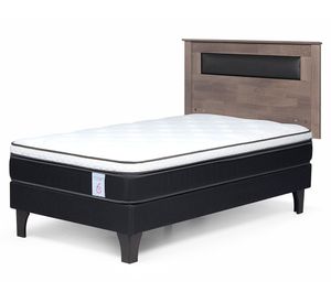 Cama europea 1.5 plazas New Style 6 + respaldo Ferrara gris