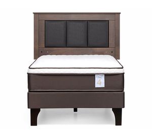 Cama europea 1.5 plazas New Style 4 Plus + respaldo Rachel gris