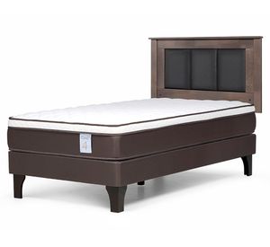 Cama europea 1.5 plazas New Style 4 Plus + respaldo Rachel gris