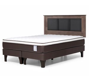 Cama europea 2 plazas New Style 4 Plus base dividida + respaldo Rachel gris