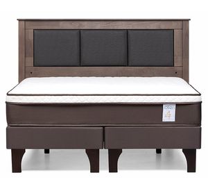 Cama europea 2 plazas New Style 4 Plus base dividida + respaldo Rachel gris