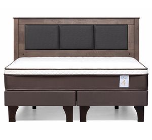 Cama europea King New Style 4 Plus base dividida + respaldo Rachel gris