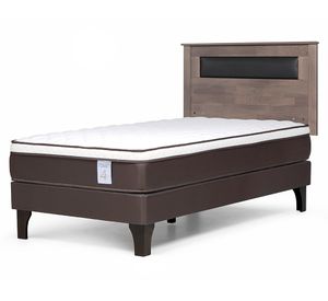 Cama europea 1.5 plazas New Style 4 Plus + respaldo Ferrara gris