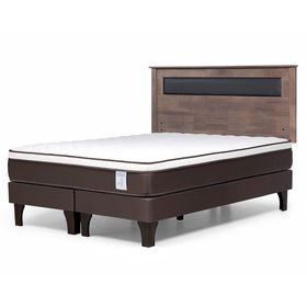Cama europea 2 plazas New Style 4 Plus base dividida + respaldo Ferrara grafito