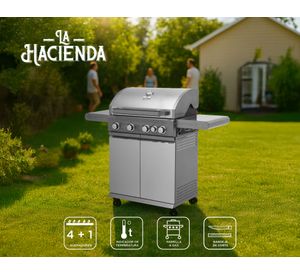 Parrilla a gas 4 quemadores + lateral