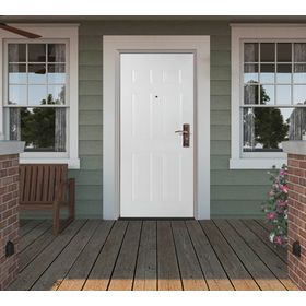 Puerta seguridad 6 paneles blanco izquierdo 86x205 cm