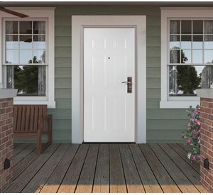 Puerta seguridad 6 paneles blanco izquierdo 86x205 cm