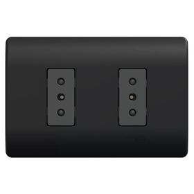 Placa Genesis armada toma corriente doble 10 A 2P+T black