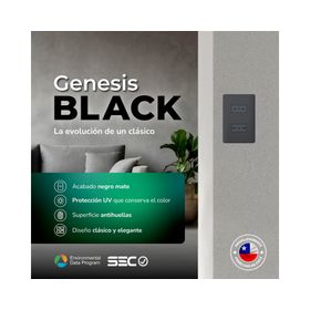 Placa Genesis armada toma corriente 10/16 A + toma 10 A black