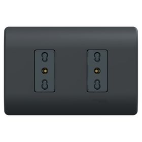 Placa Genesis armada toma corriente doble 10/16 A 2P+T black