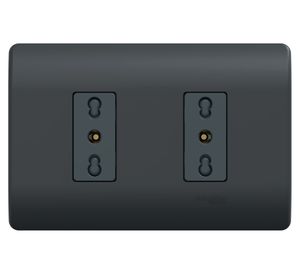 Placa Genesis armada toma corriente doble 10/16 A 2P+T black