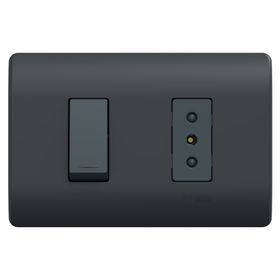 Placa Genesis armada con interruptor 9 12 + toma corriente 10 A 250 V black