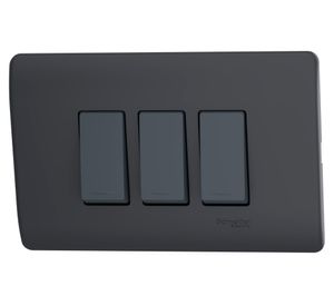 Placa Genesis armada interruptor triple 9/32 16AX 250V black