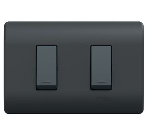 Placa Genesis armada interruptor doble 9/15 16 A 250 V black