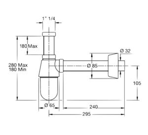 Sifón lavamanos 1.1/4'' 32 mm Polipropileno blanco