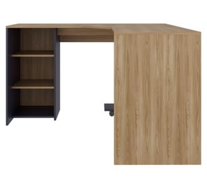 Escritorio L fresno europeo/kronos azul 76.5x130x130 cm